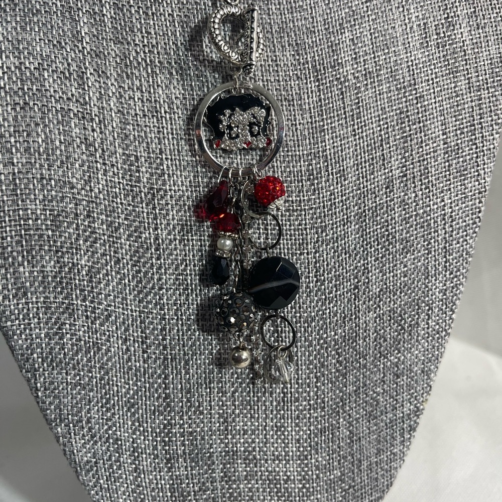 BeBop Silver and Red Charm Necklace